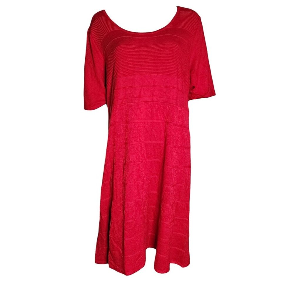 Lane Bryant Dress Womens Size 18/20‎ Red Ribbed Short Sleeve Zip Back